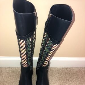 tory burch miller riding boot tweed